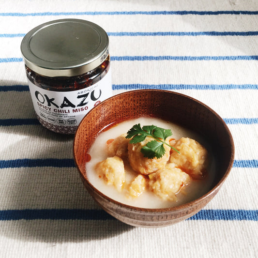 Sweet Potato Dumplings in a Miso Dashi broth