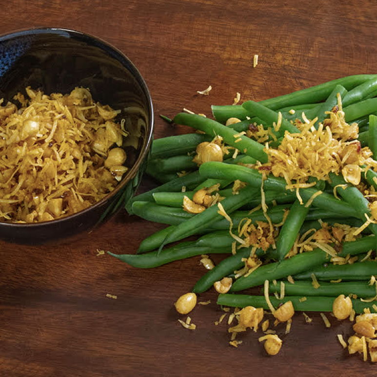 Crunchy Curried Coconut Green Beans